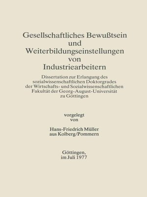 cover image of Gesellschaftliches Bewußtsein und Weiterbildungseinstellungen von Industriearbeitern